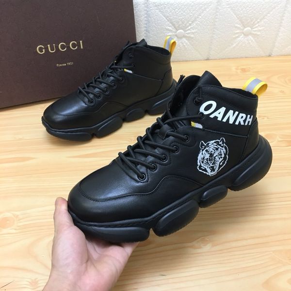 

fast delivery new style high-end men's casual sports basketball shoes hiking shoes triple fashion men's brand platform men's, Black