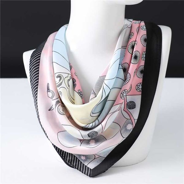 

new fashion square scarf silk women shawls fashion print neck scarfs 2020 spring summer bandana foulard femme gift, Blue;gray