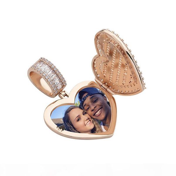 

горячее сердце образный фото подвеска iced циркон cubic hip hop цирконий кулон мода ювелирные изделия могут быть открыты, Silver