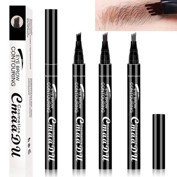 100 pcs cmaadu líquido caneta de sobrancelha liquideyebrow Enhancer 3 cores 4 cabeça Enhancer de longa duração impermeável esperança13