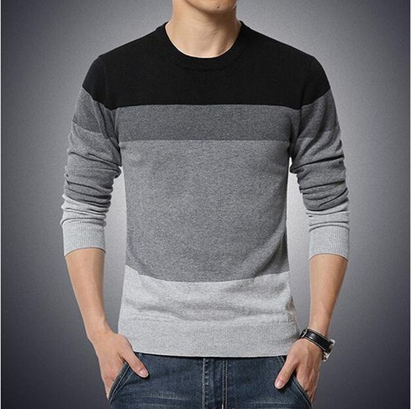 

2016 new autumn fashion brand casual sweater o-neck striped slim fit knitting mens sweaters and pullovers men pullover men 5xl, White;black