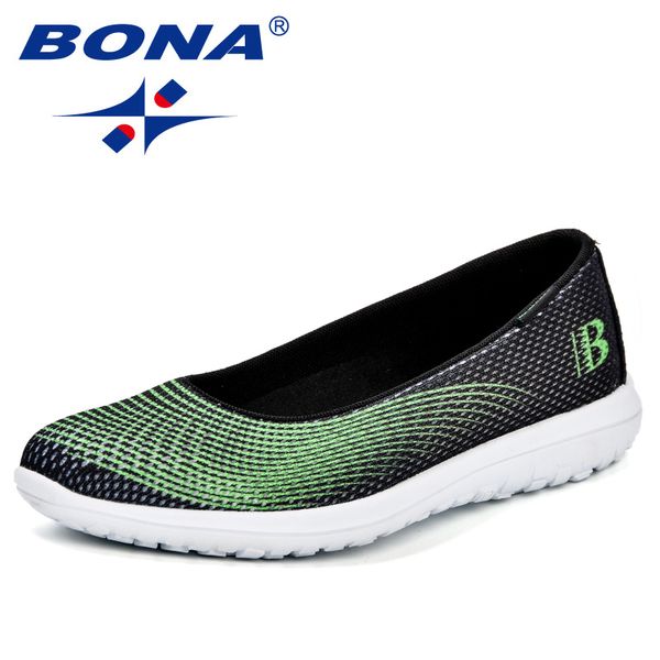

bona 2018 new women casual sport flats fashion shoes mother walking loafers ultra-light feminimo breathable air mesh sneakers, Black