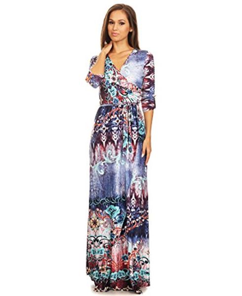 

zoozie la women's maxi dress with belt tie and mock wrap, Black;gray