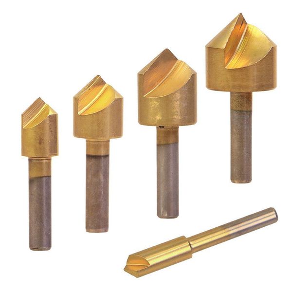 

5 pc chamfering countersink drill bit set - 1/4 to 3/4 inch - 6mm 10mm 13mm 16mm 19mm for wood metal quick change drill bit set