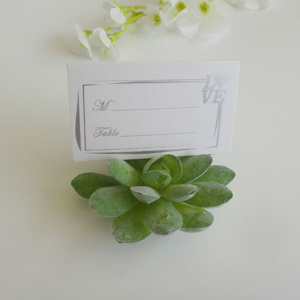 

simulation green plant place card holder artificial succulent plant message clip wedding table decoration