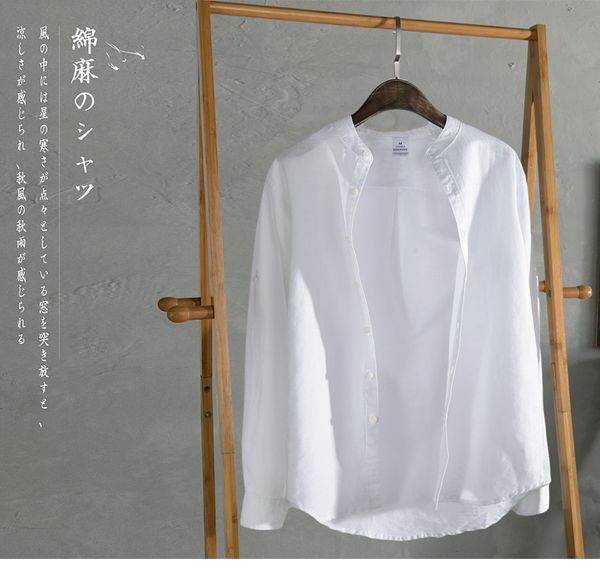 

men's casual shirts cotton and linen shirt summer autumn outerwear multicolor 2021, White;black
