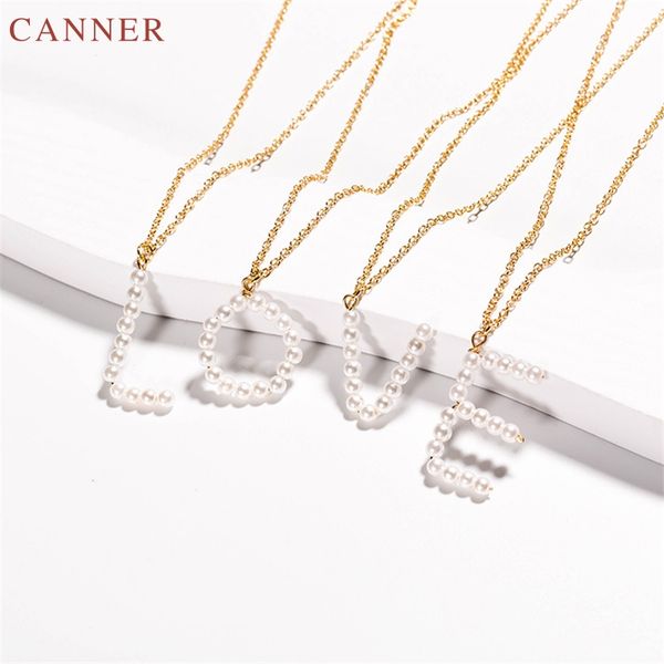 

pearl necklace gold color initial necklace women a-z 26 alphabet letter necklaces pendants name jewelry collier femme c45, Silver