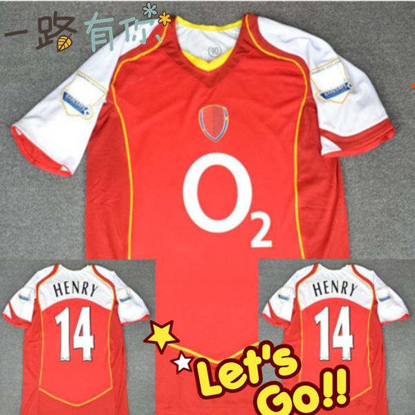 

2004 2005 retro highbury shirt home red soccer jersey henry reyes retro gunner 04 05 bergkamp shirt football uniforms, Black;yellow