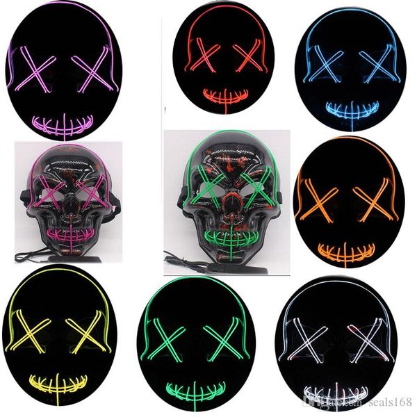 

led skull mask halloween light up scary fancy mask for kids party mask 10 colors hh9-2428