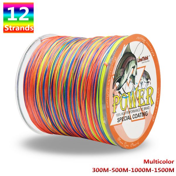 

power 12 strands braided fishing line 300m 500m 1000m 1500m multicolor super strong japan multifilament pe braid line 35lb-180lb