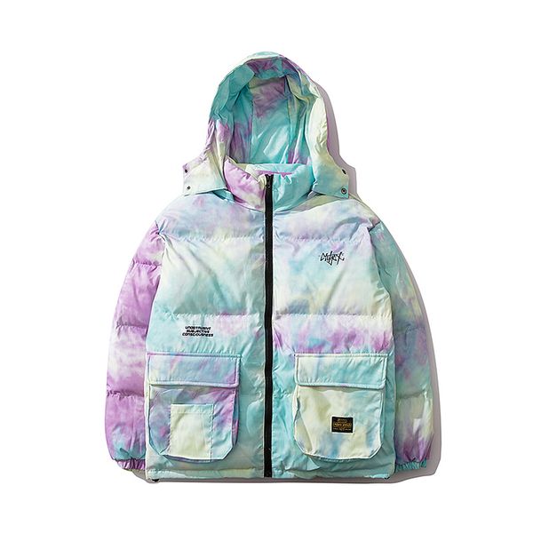 

gradient camouflage printed cotton coat parkas autumn and winter original trend couple padded hooded jacket, Black