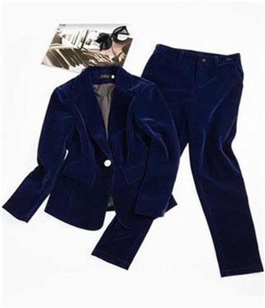 

fashion gold velvet suit suit female spring new high-end casual velvet small professional business women, White;black