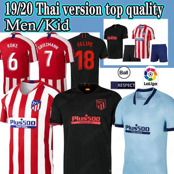 

Thailand custom Atletico Madrid soccer jersey men children kit JOÃO FÉLIX GIMÉNEZ camiseta de futebol jersey 2019 2020 shirts
