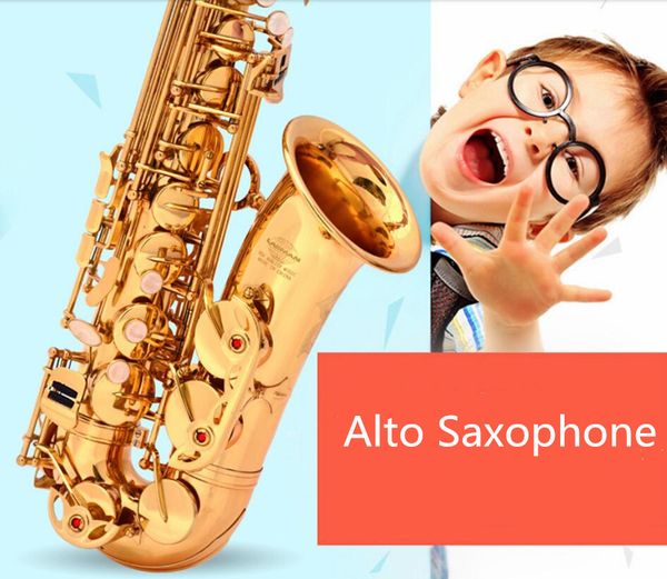 Taiwan LAIIMAN E flat sassofono contralto strumenti musicali Elettroforesi Gold ha giocato la spedizione gratuita di livello super professionale