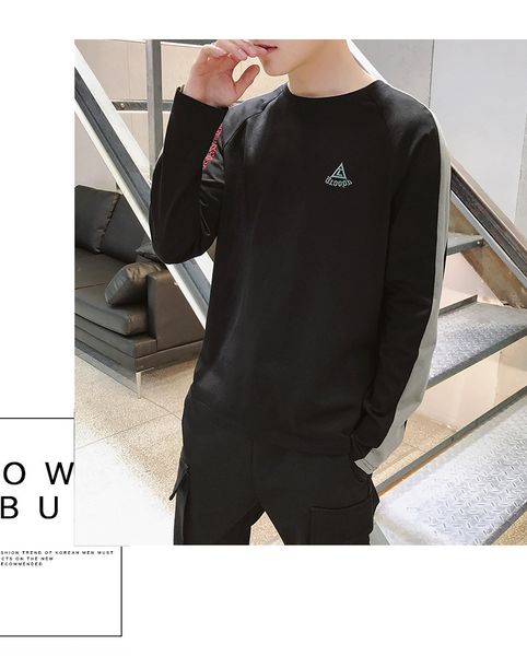 

high street tshirts mens spring time set head long sleeve fashionable relaxation pure cotton elastic force loose tee, White;black