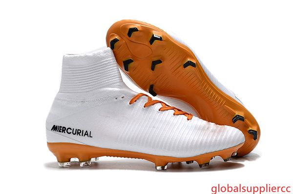 

white orange original soccer cleats mercurial superfly v sx neymar soccer shoes cristiano ronaldo football boots