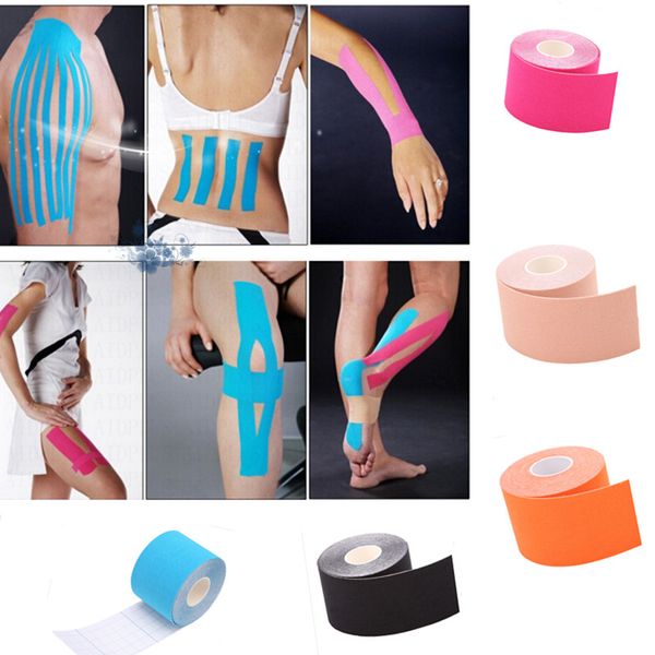 

5cm*5m sports muscle stickers tape roll cotton elastic adhesive muscle bandage strain support swim men women 5 colors, Black;gray