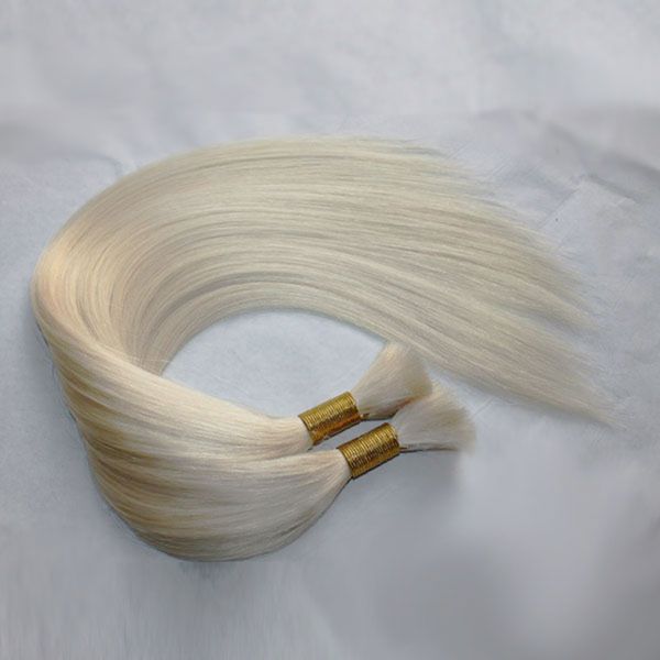 

1piece 100g color 613 blonde human hair extension in bulk straight wave brazilian hair bulk for braids no attachment, Black