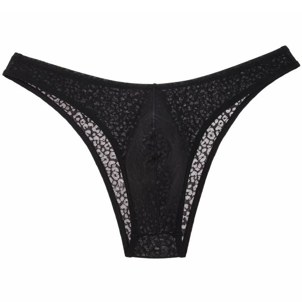 

men semi see-through bikini briefs big underwear pouch bottoms pants, Black;brown