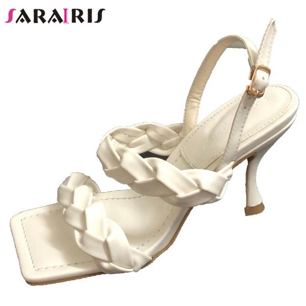 

sarairis elegant concise dress sandals women high thin heels summer sandals ladies new fashion knot shoes, Black