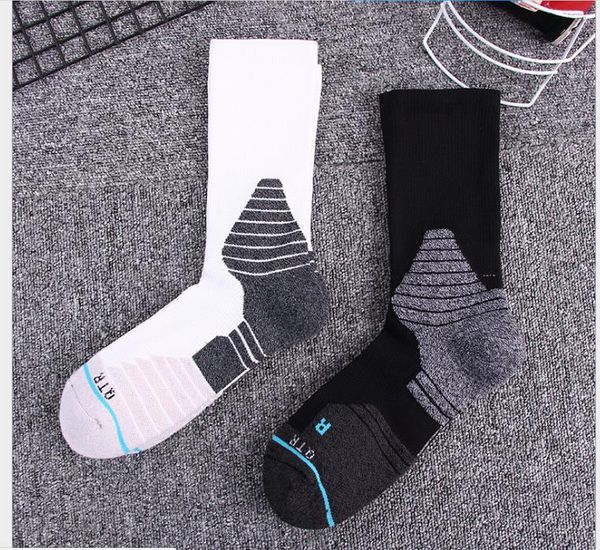 

high tube basketball socks black and white classic any terry and line sports socks