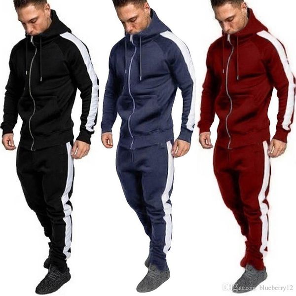 

mens tracksuits sports suit men warm sweat suits set color matching sportswear large size sweatsuit male s-3xl, Gray