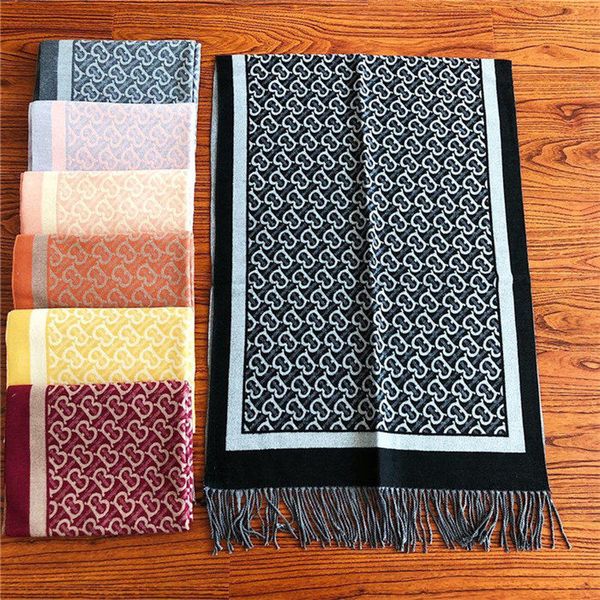 

designer luxury scarf for men brand design scarf long wool cashmere scarves for man, Blue;gray