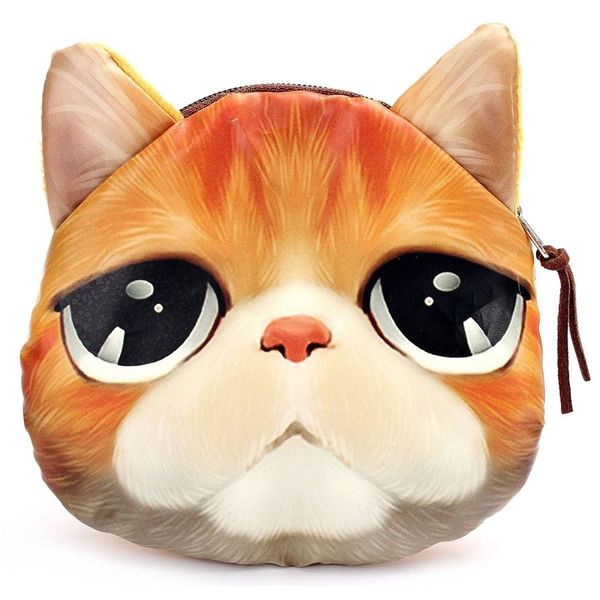 

noctilucent cat zipper coin case purse wallet pouch handbag bag, Red;black