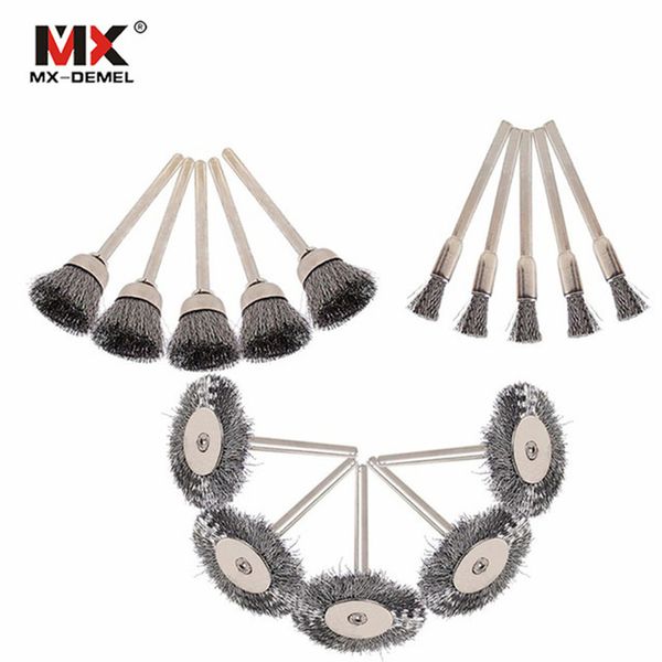 

15 шт. стальная проволока колесо dremel проволочная щетка заусенцев абразивная головка заусенцы для сверлильных инструментов колеса dremel и