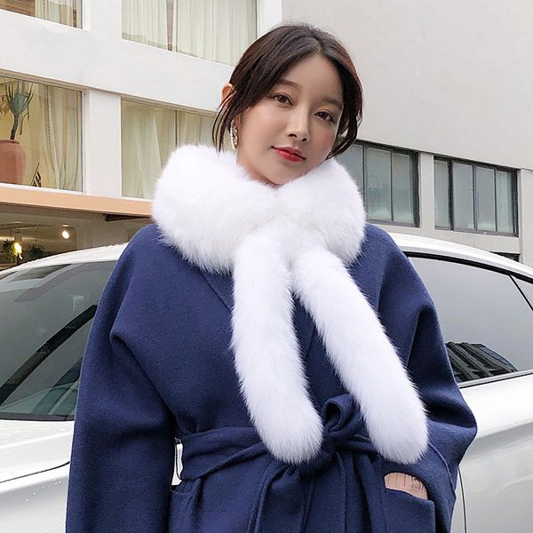 

zdfurs* 2018 girls new selling fur collar scarf natural fur scarf real collar with long tails for winter