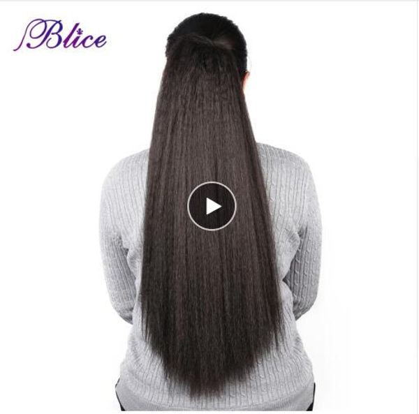

synthetic 18-24 inch kinky straight heat resistant hair ponytail extensions with two plastic combs all colors available, Black