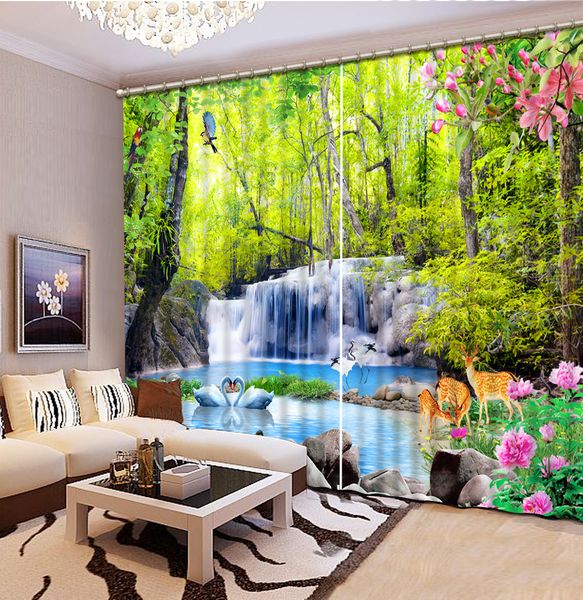 

beautiful lotus and woods luxury blackout 3d curtain living room bedroom drapes cortinas customized size
