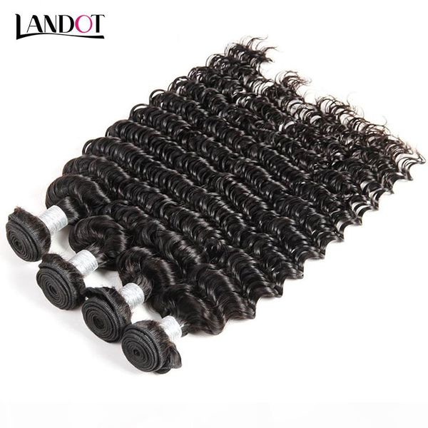 

brazilian deep curly virgin hair 3pcs lot unprocessed brazilian deep wave human hair weaves bundles natural color thick soft natural color, Black