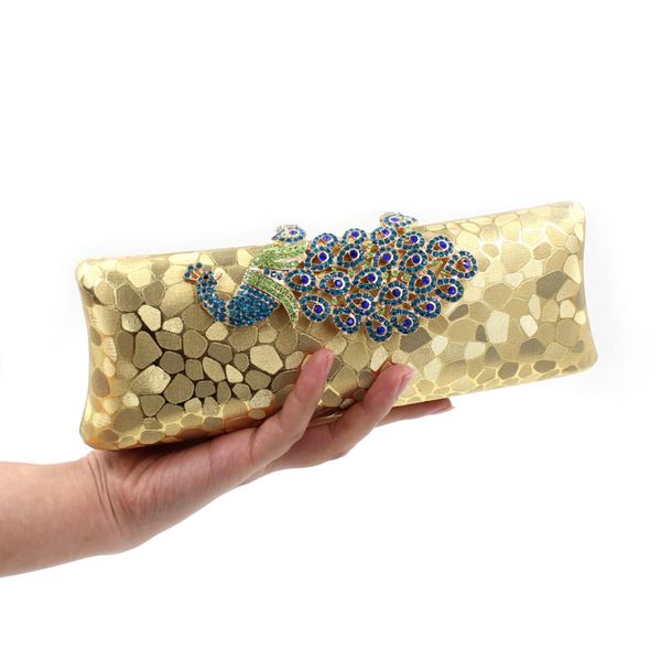 

high-grade colorful sequins evening bag peacockdiamond baguette evening party clutches women gold chain tote bag