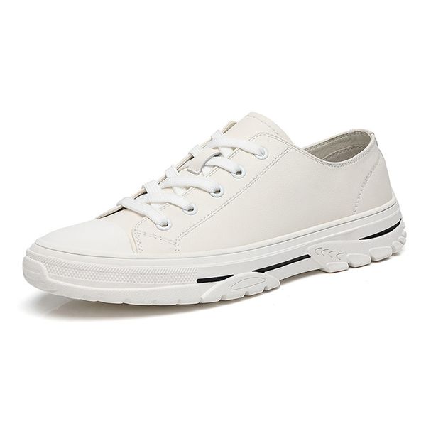 

ins genuine leather shoes men sneakers cool young man white shoes men casual cow leather male footwear thick sole a1762, Black