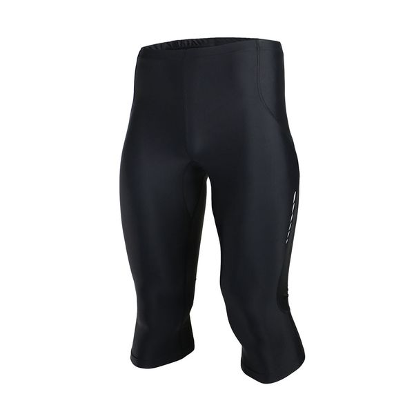 

arsuxeo men's cycling shorts stretch breathable quick-drying compression shorts cycling running tights 3/4 length pants, Black