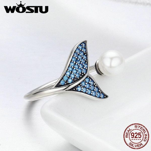 

fashion- 100% 925 sterling silver & pearl the tail of mermaid adjustable rings for women luxury s925 silver jewelry gift cqr286, Golden;silver