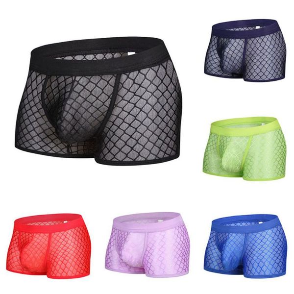 

men's boxer briefs, soft mesh underpants see-through underwear, Black;white