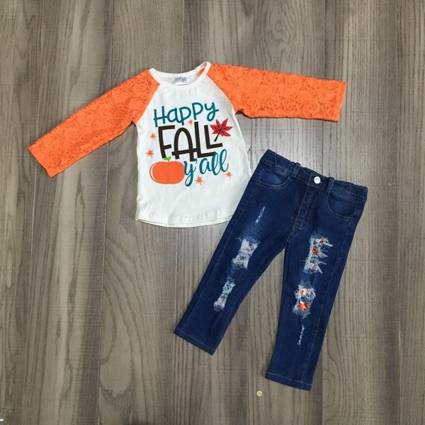 

baby girl clothes girls halloween outfits t shirt with jeans pants girls boutique clothes, White
