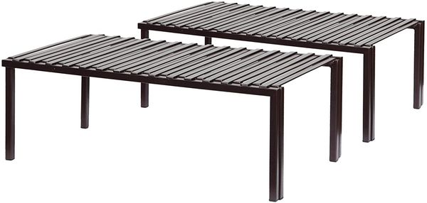 

2-pack expandable kitchen counter & cabinet shelf organizer, bronze