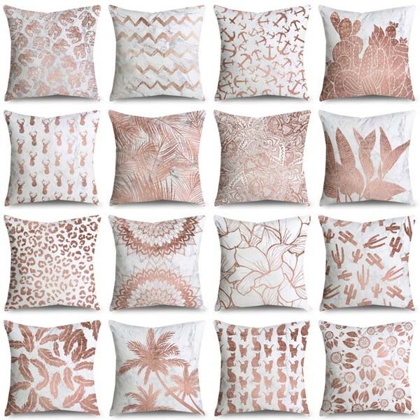Geometric Rose Gold Marble Pillow Case 45 45 Polyester Throw