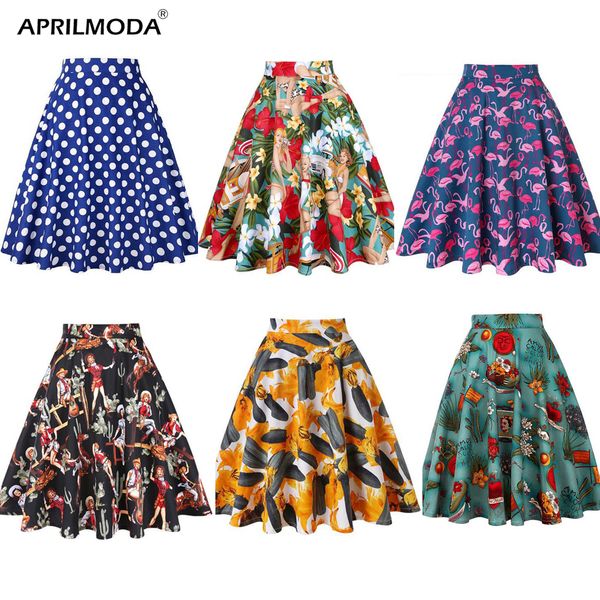 

женщины midi юбка runway vintage рокабильная женские pinup 50s 60s хлопок плиссированные юбки высокой талией pinup mini black daily юбки