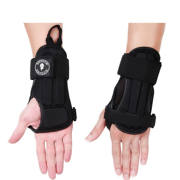 

brand new 1 pair adjustable brace wrist support pads eva skiing hand protection sport sprain wristbands, Black;red