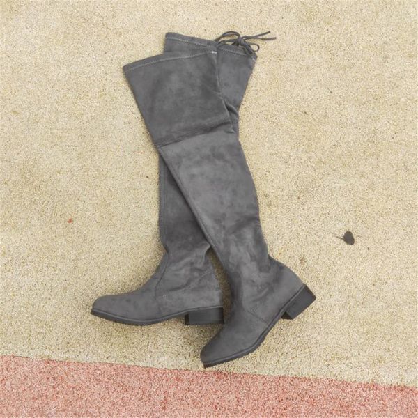 

women winter thigh flat women's shoes overknee thin high boots, Black