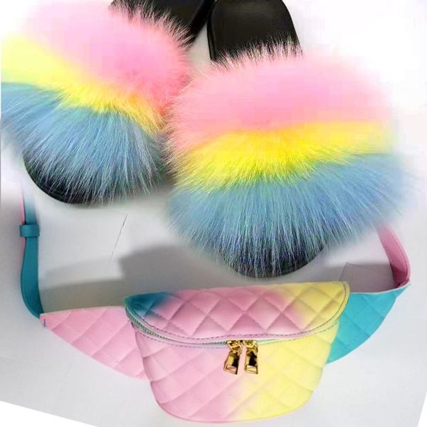 

mudibear fashion ladies slippers waist soft eva fur sandals fluffy furry slides big size beautiful slides and bags colorful, Black