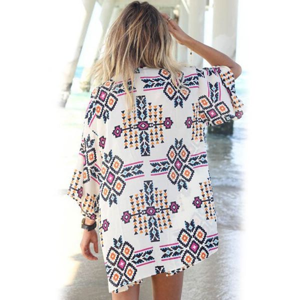 

women loose cardigan boho cover up breathable for summer beach party ena88, Blue;gray