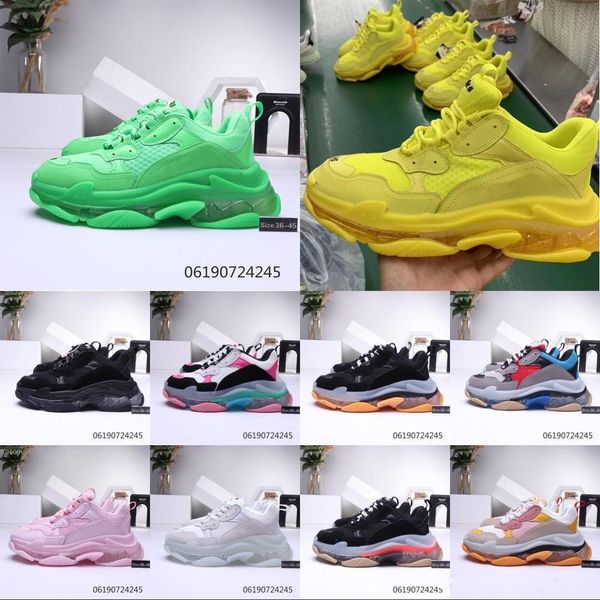 

mens fashion 17fw triple s crystal bottom dad casual shoes for women's black sports triple s clear sole designer shoes size 36-45