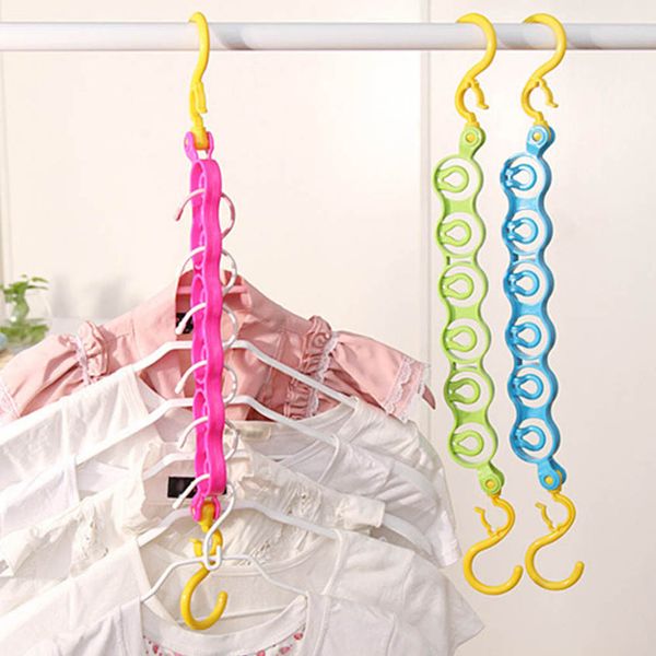 

multi-function rotate plastic clothes hanger 6-hole space saver hook closet oraganizer drying rack le66