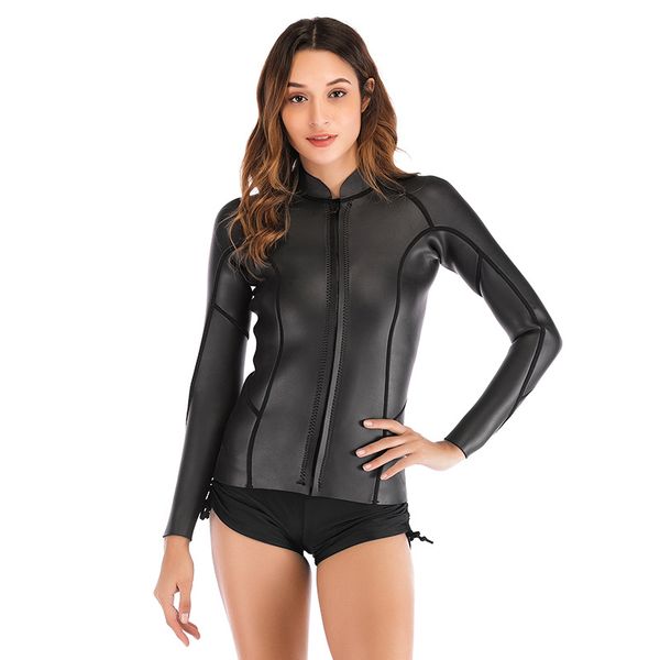 

sbart 2mm thermal neoprene diving suit jacket female long sleeve smooth skin open cell wetsuit snorkel swimming suit