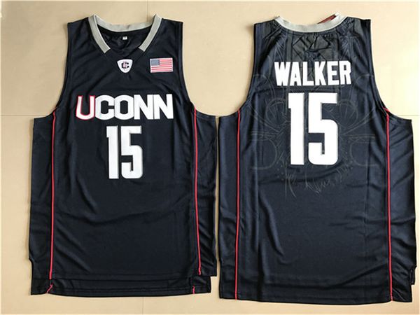 

uconn huskies #15 kemba walker college basketball jersey - black blue